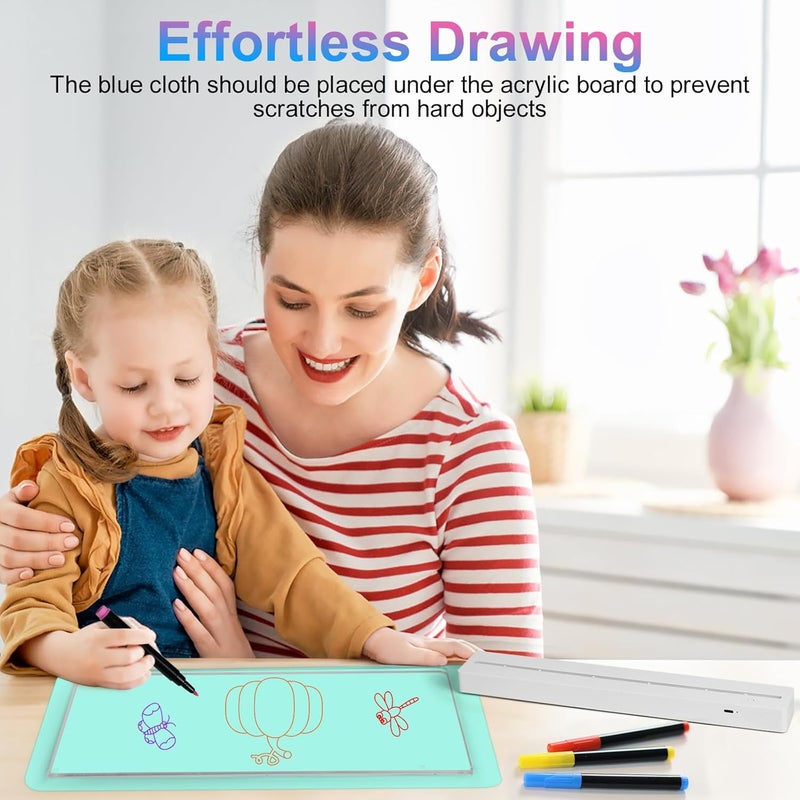 BYTLK LED Note Board with Colors,Rechargeable Acrylic Dry-Erase Board, 8-Color Luminous Acrylic whiteboard Calendar, Art Board, Suitable for classrooms/Offices/Home Decoration/Gifts (Vertical) - Image 5
